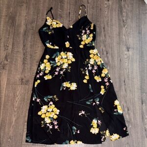 Socialite Floral Black and Yellow Slip Dress